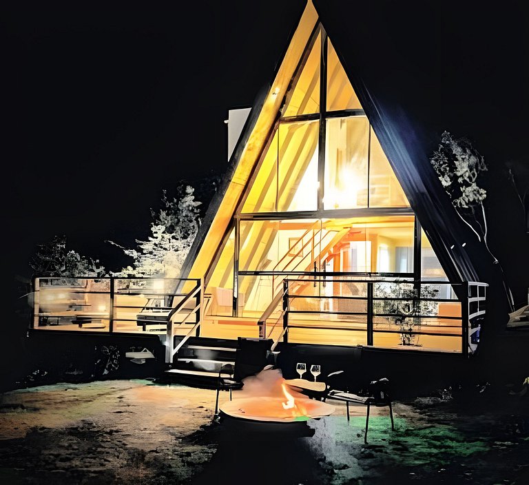 Chalé Recanto — cabana A-frame próxima ao lago com ofurô e c