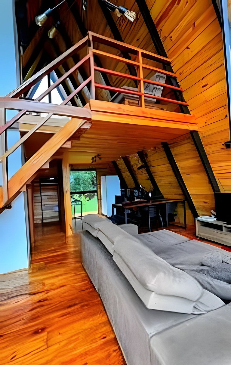 Chalé Recanto — cabana A-frame próxima ao lago com ofurô e c
