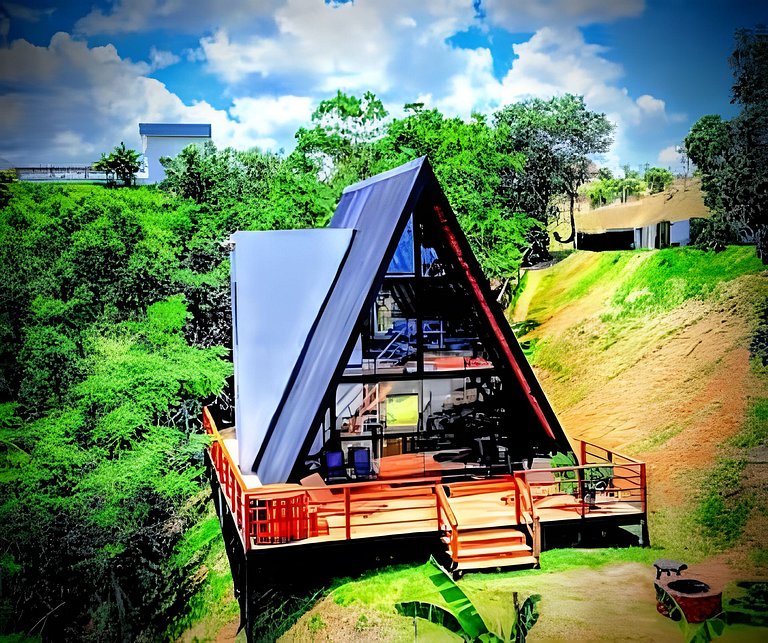 Chalé Recanto — cabana A-frame próxima ao lago com ofurô e c
