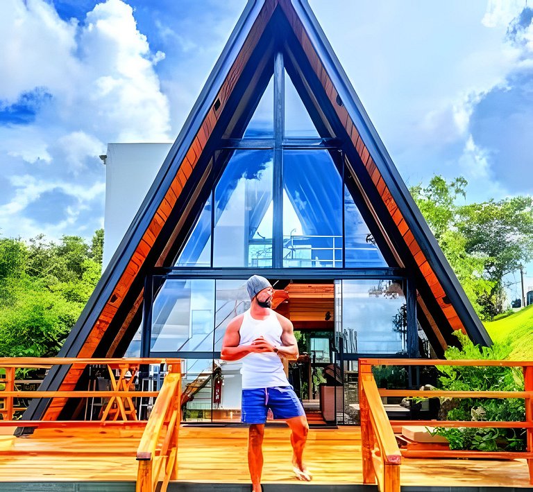 Chalé Recanto — cabana A-frame próxima ao lago com ofurô e c