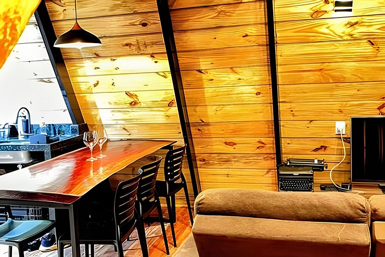 Chalé Recanto — cabana A-frame próxima ao lago com ofurô e c