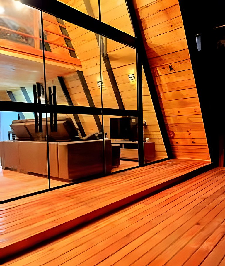 Chalé Recanto — cabana A-frame próxima ao lago com ofurô e c