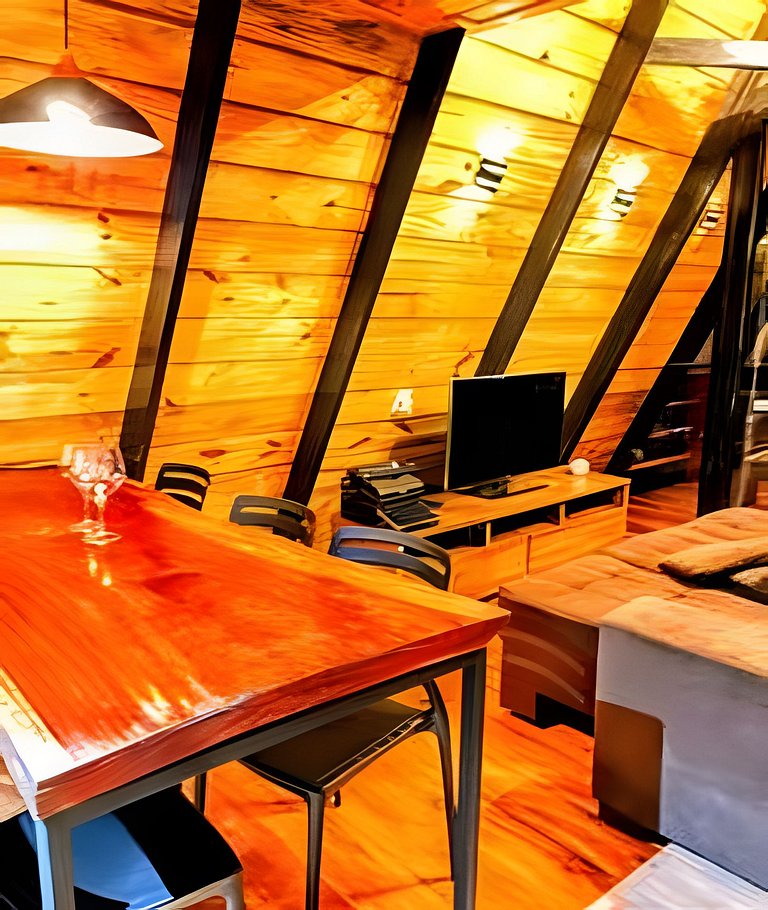 Chalé Recanto — cabana A-frame próxima ao lago com ofurô e c