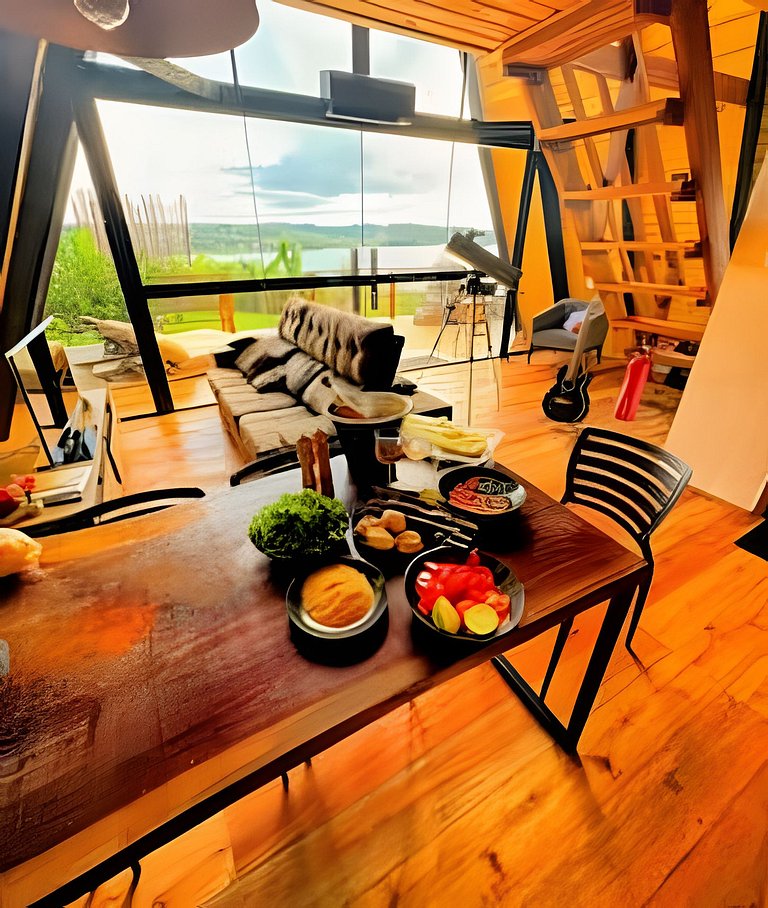 Chalé Recanto — cabana A-frame próxima ao lago com ofurô e c