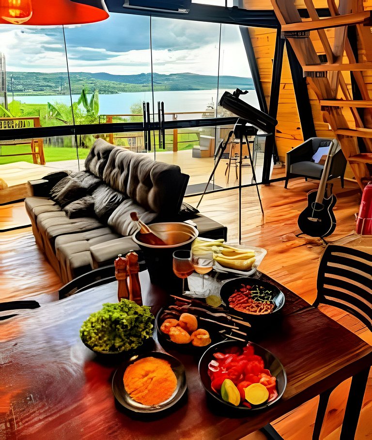 Chalé Recanto — cabana A-frame próxima ao lago com ofurô e c