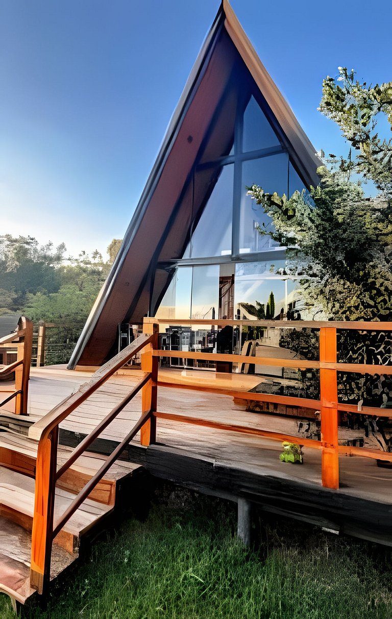 Chalé Recanto — cabana A-frame próxima ao lago com ofurô e c