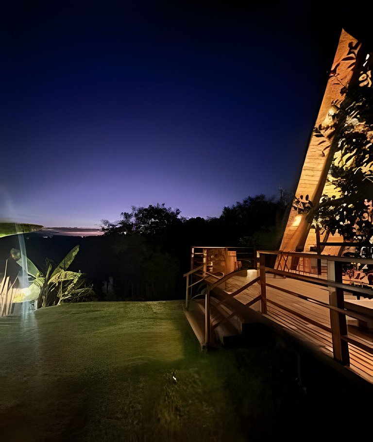 Chalé Recanto — cabana A-frame próxima ao lago com ofurô e c